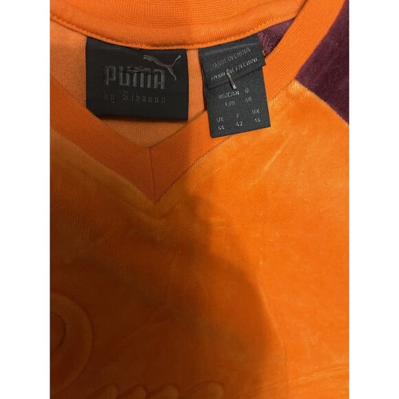 Puma by Rihanna FENTY Orange & Burgundy Velvet Lace-Up Two-Piece Tracksuit Set 0 - Picture 4 of 4